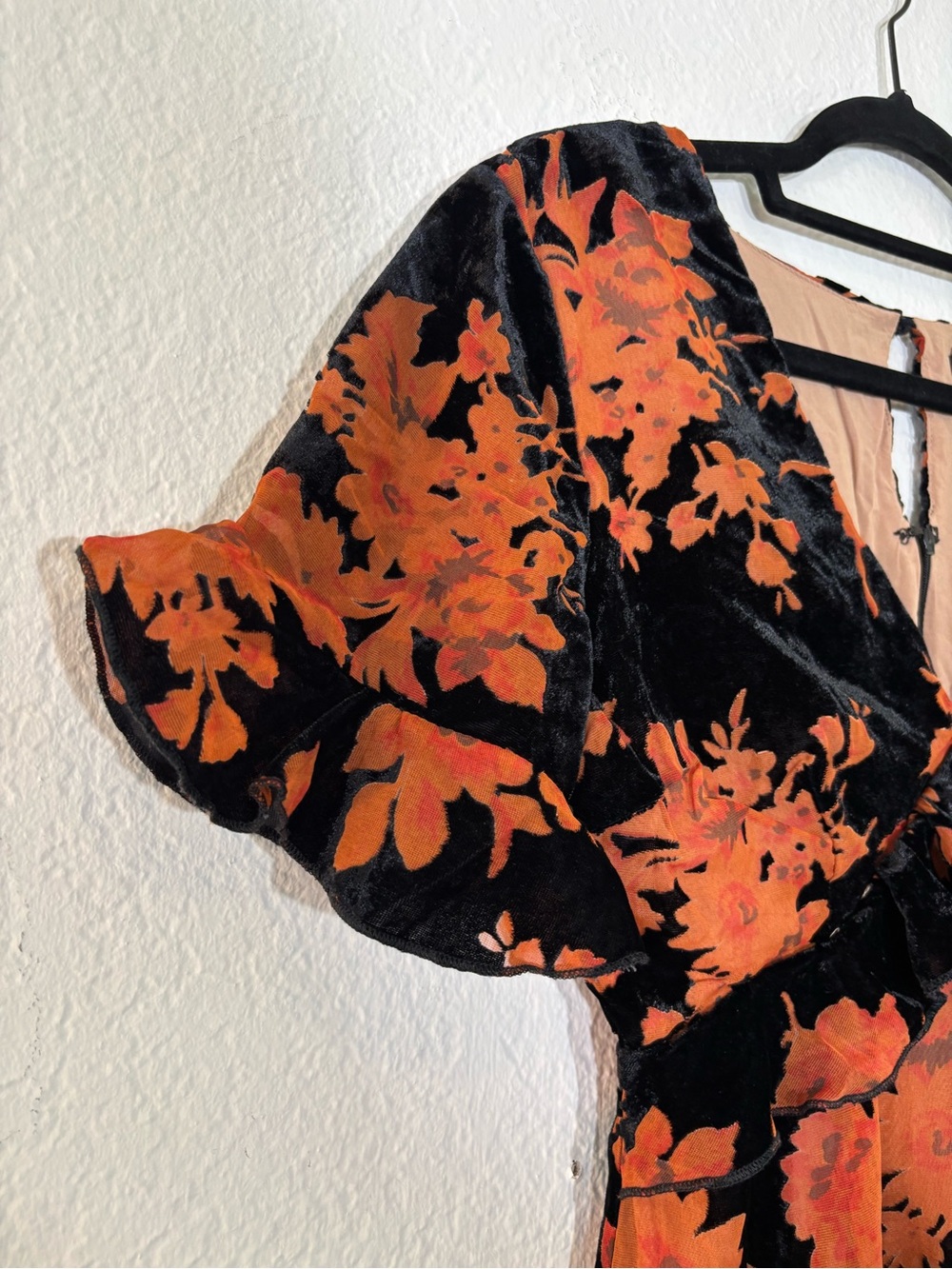 Lulus A Touch of Magic Black Floral Print Velvet Mini Dress Size Small - Picture 9 of 16